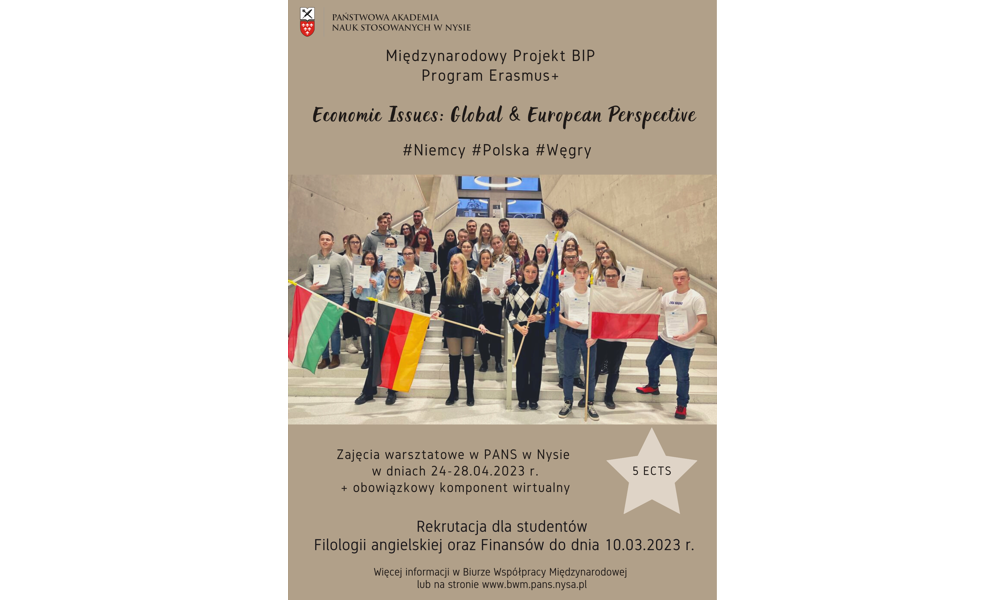Projekt BIP „Economic Issues: Global & European Perspective” dla studentów Filologii angielskiej i Finansów