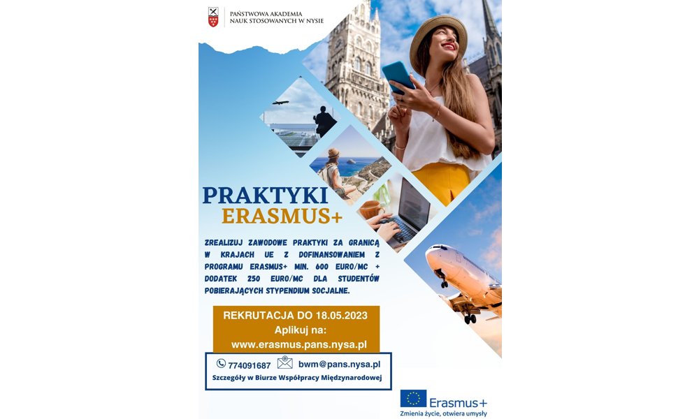 Otwarta rekrutacja na wyjazdy studentów na praktyki i staże absolwenckie w ramach programu Erasmus+