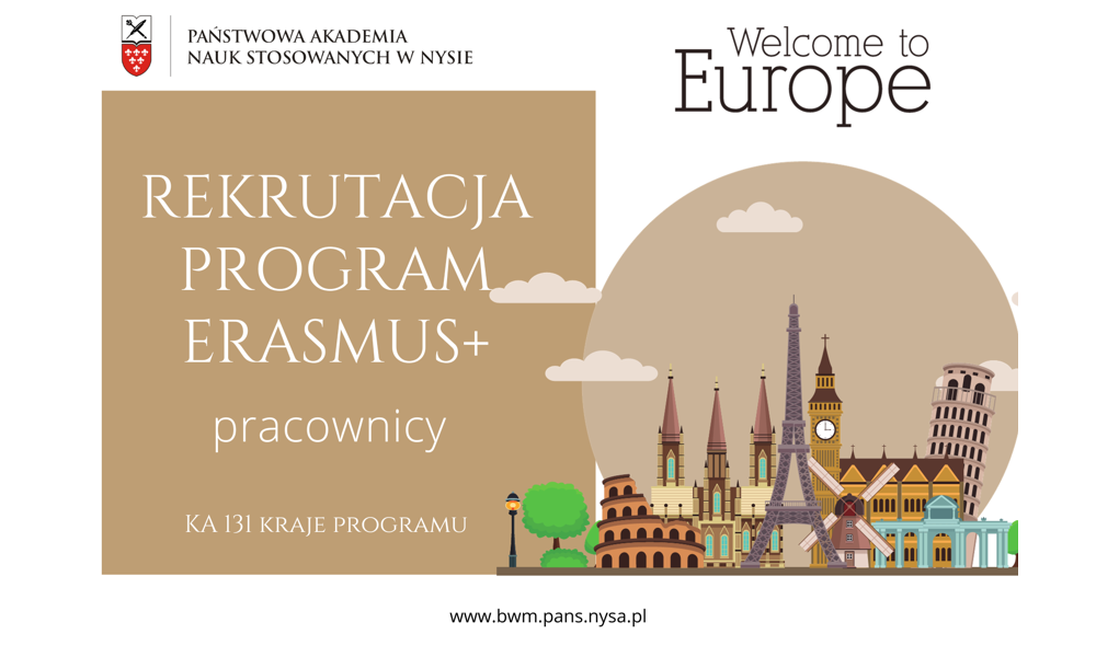 Rekrutacja pracowników ERASMUS+ KA-131 na rok akademicki 2023/24   Termin zgłoszeń do 30.11.2023 r.