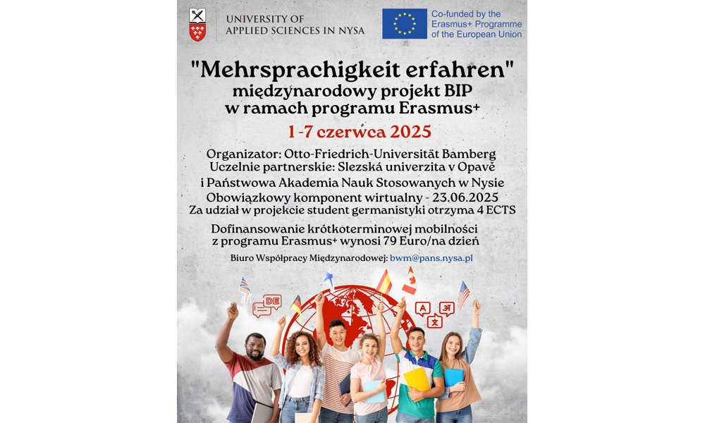 "Mehrsprachigkeit erfahren"- Międzynarodowy projekt BIP dla germanistów.  Termin rekrutacji studentów PANS w Nysie: 10.03.2025 r.