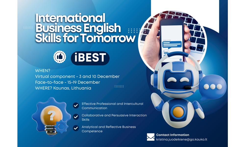 Zaproszenie dla studentów Filologii angielskiej PANS w Nysie do udziału w międzynarodowym projekcie edukacyjnym BIP Erasmus+ „BUSINESS ENGLISH AND COMMUNICATION” 15–19 grudnia 2025 r. Rekrutacja do 7 listopada 2025.