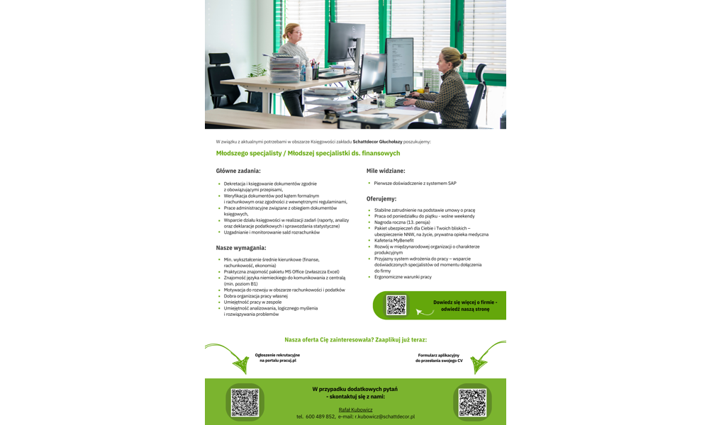 Młodszy specjalista / Młodsza specjalistka ds. finansowych