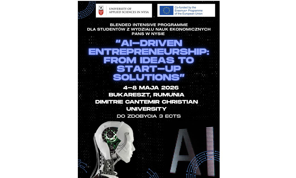 Rekrutacja do międzynarodowego programu BIP Erasmus+ w Rumunii dla studentów kierunku Finanse i rachunkowość “AI-Driven Entrepreneurship: From Ideas to Start-Up Solutions” Termin zgłoszeń do 4 marca 2026 r.