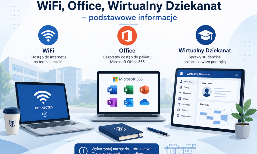 WiFi, Office, Wirtualny Dziekanat - podstawowe informacje