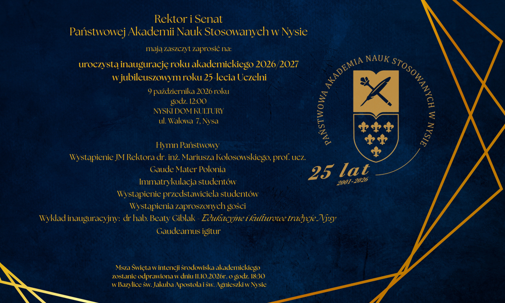 Inauguracja Roku Akademickiego 2026/2027, 9 października 2026r.