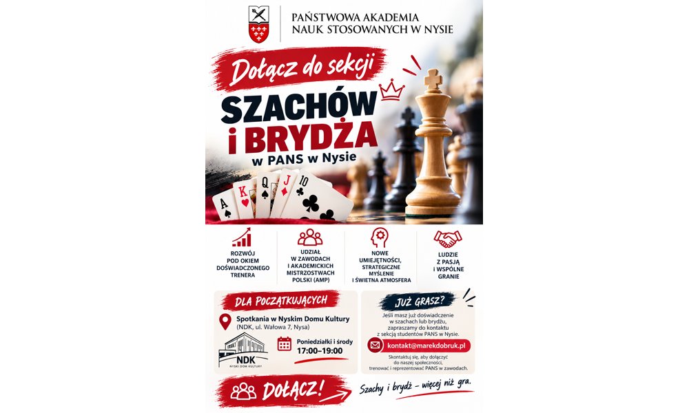 Dołącz do sekcji szachów i brydża PANS w Nysie!