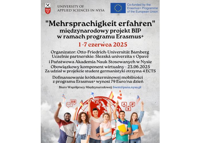 "Mehrsprachigkeit erfahren"- Międzynarodowy projekt BIP dla germanistów.  Termin rekrutacji studentów PANS w Nysie: 10.03.2025 r.