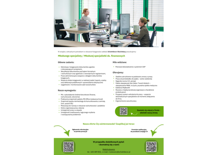 Młodszy specjalista / Młodsza specjalistka ds. finansowych
