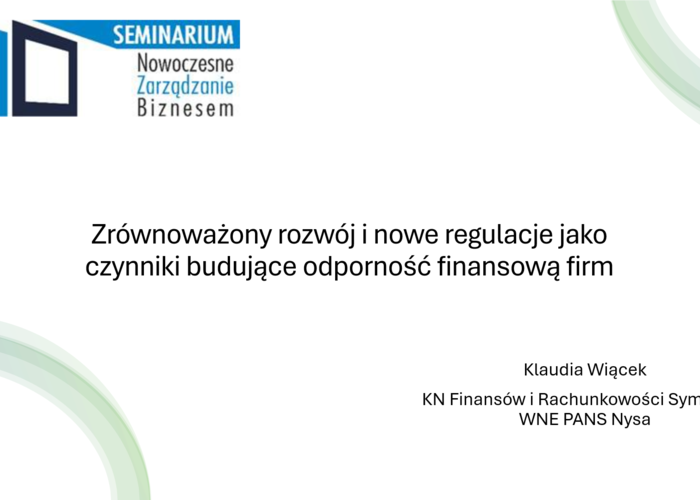 Studentka WNE z sukcesem na seminarium naukowym