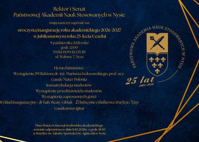 Inauguracja Roku Akademickiego 2026/2027, 9 października 2026r.