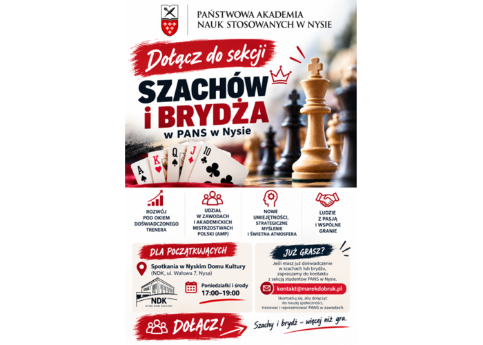 Dołącz do sekcji szachów i brydża PANS w Nysie!