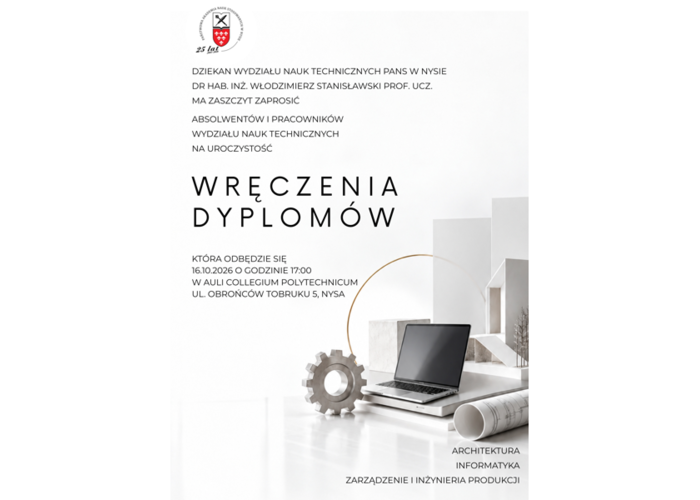 Uroczystość wręczenia dyplomów absolwentom Wydziału Nauk Technicznych