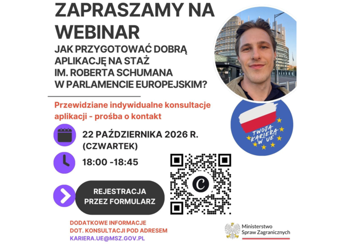 Webinar MSZ dotyczącym staży w Parlamencie Europejskim - 22 października br.