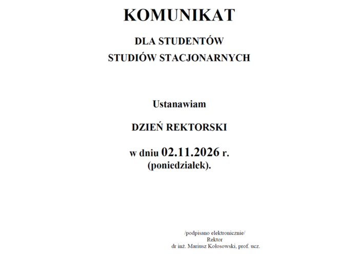 KOMUNIKAT DLA STUDENTÓW  STUDIÓW STACJONARNYCH